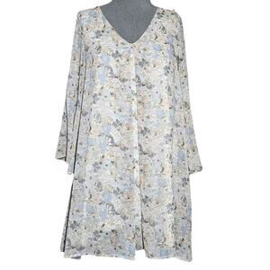 Cream Floral V Neck and Back Size Medum